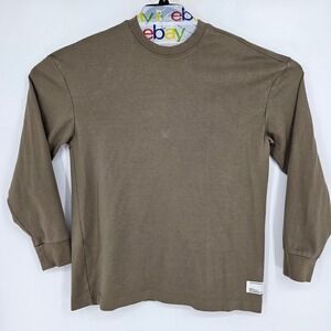 Public Supply Shirt Mens Small Oversized‎ Long Sleeve Brown Casual Crew Neck